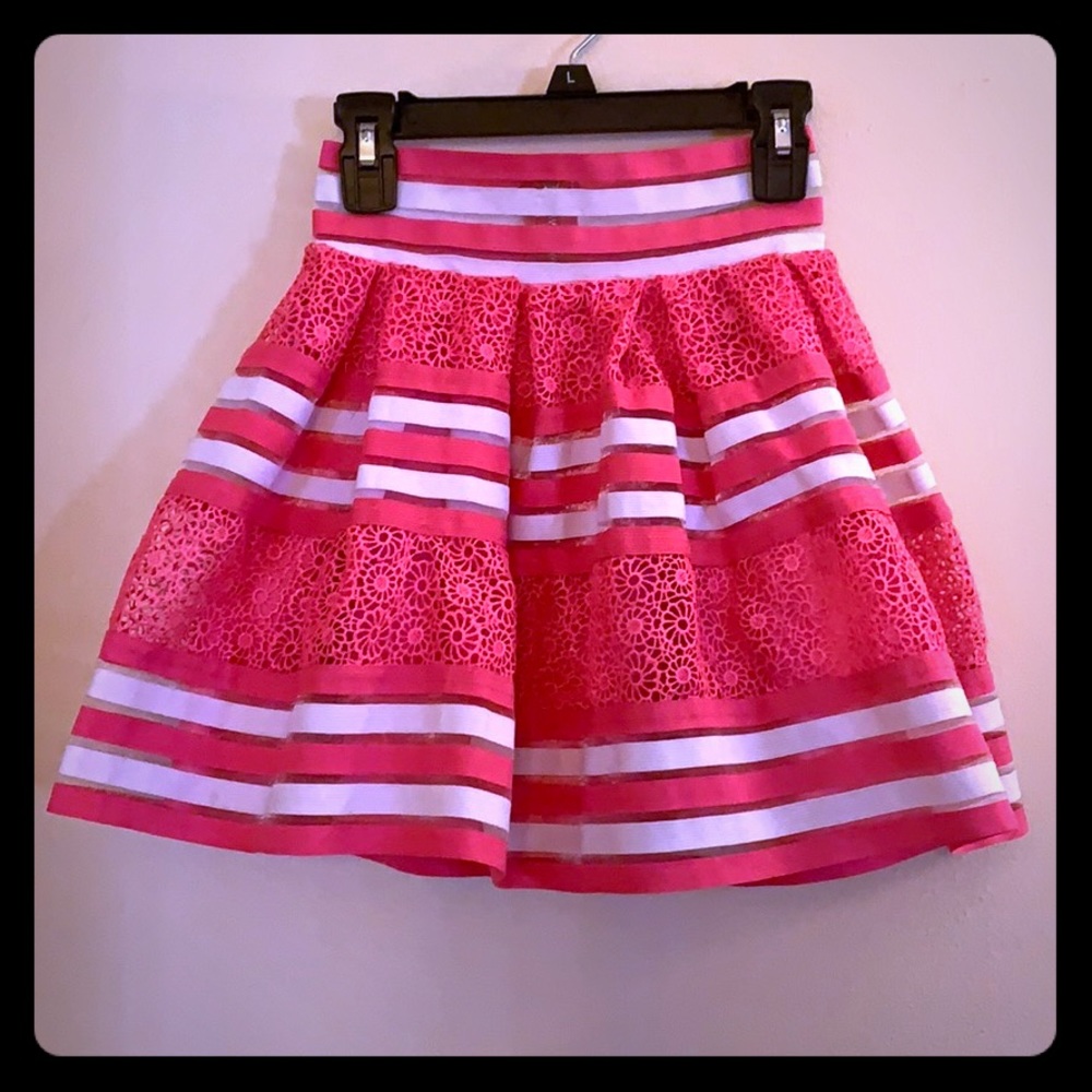 High Waisted Pink and White Full Skirt 10-12